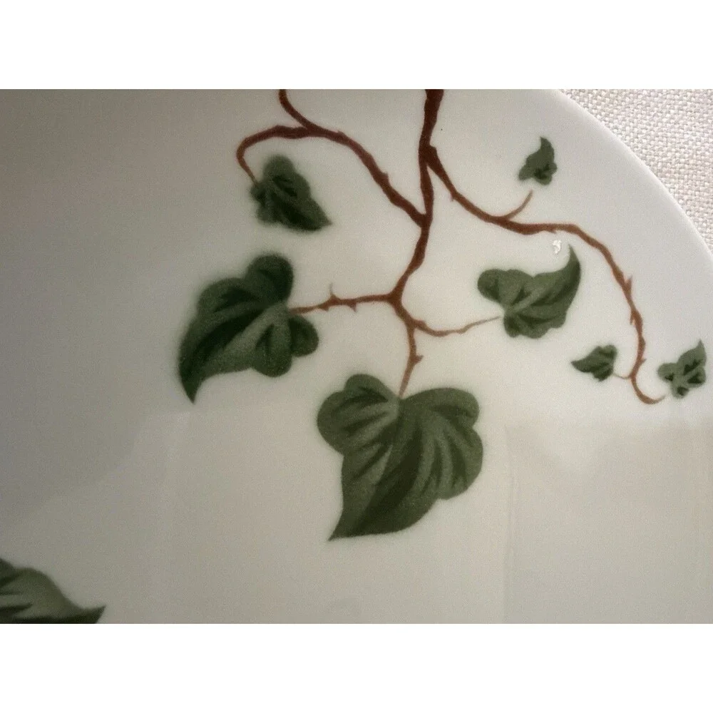 Vtg Princess China Tru-Tone Moderne Ivy Green Leaves Salad Plate Mid Century